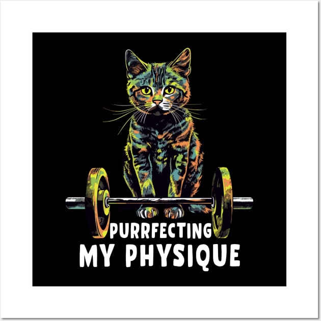 Gym, Workout or Fitness Gift Funny Cat in a Gym Wall Art by KsuAnn